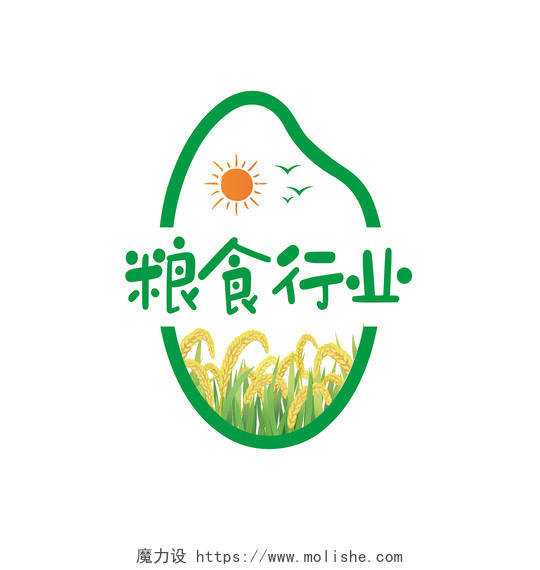绿色简约粮食大米行业logo标识牌背景粮食logo